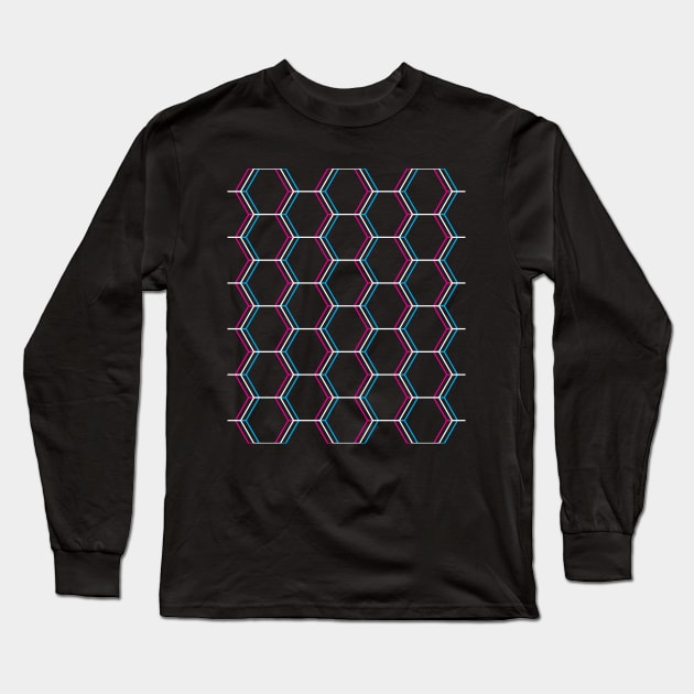 Trippy Honeycomb Pattern Long Sleeve T-Shirt by inotyler